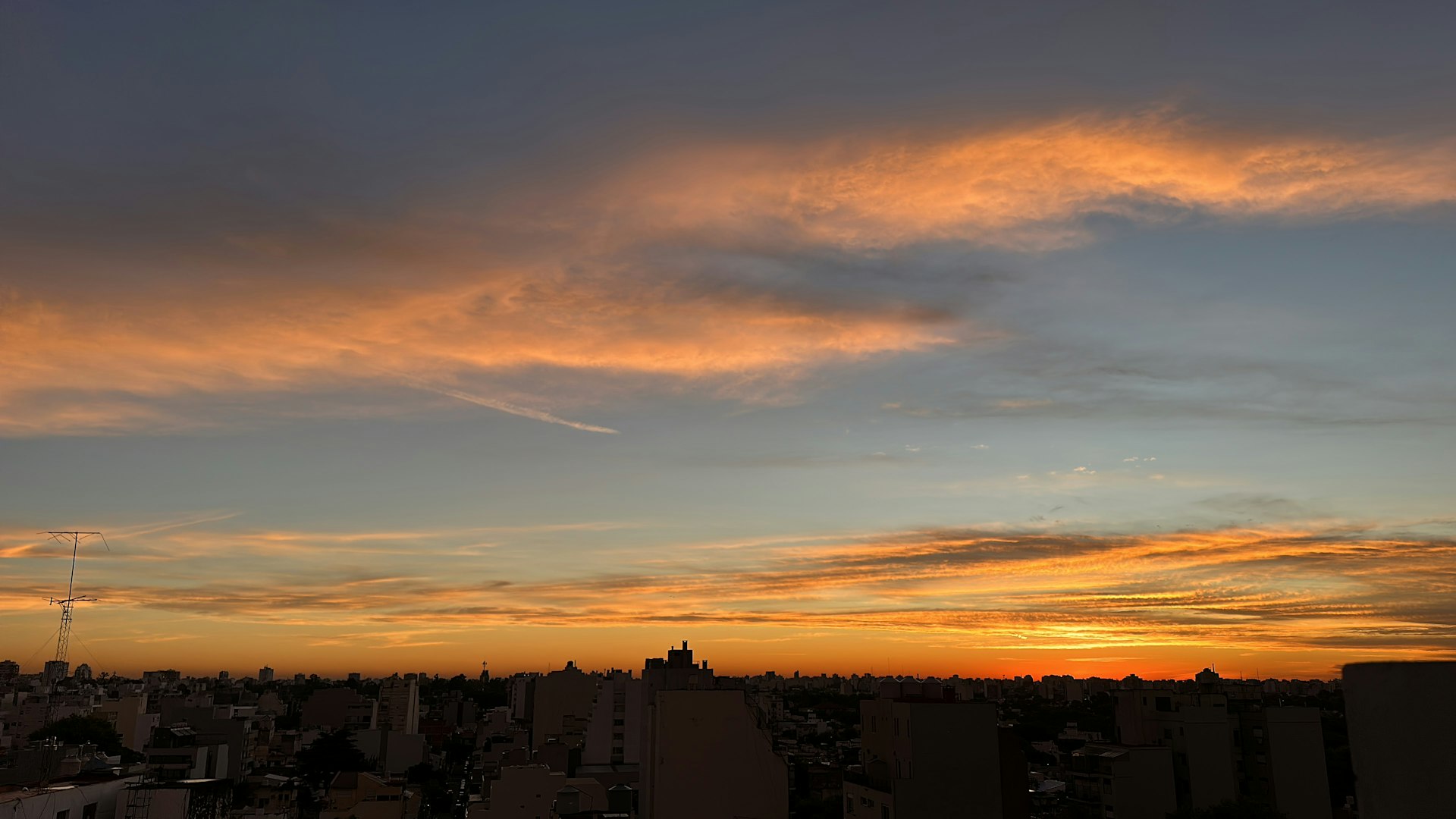 Buenos Aires skyline at sunset with high-rise residential buildings